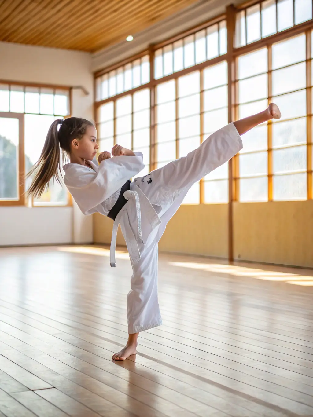 A person demonstrating self-defense techniques, showcasing the practical skills learned through karate training.
